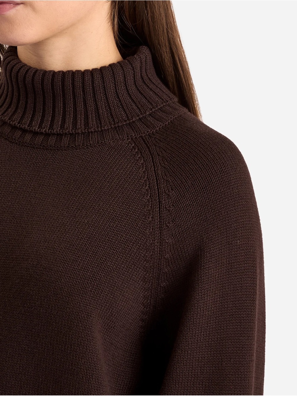 Donni Cotton Cashmere Turtleneck Sweater Brown Espresso - Picture 4 of 12